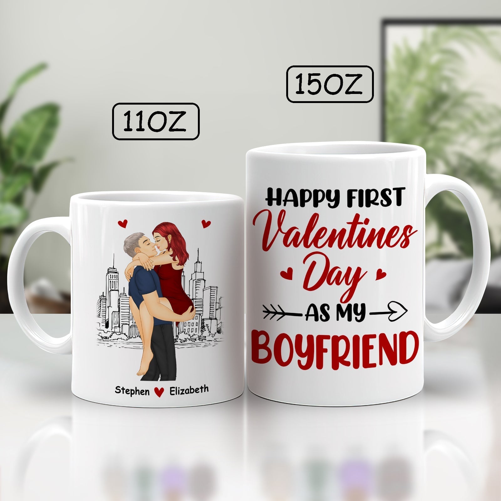 365Gifty first valentines together mug set with romantic couple and Happy First Valentines Day as My Boyfriend text