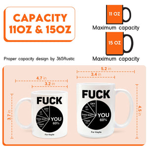 Custom funny coffee mug gift with unique capacity design featuring humorous text and measurements