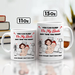 Custom funny mugs for couples featuring a playful design with humorous text and cartoon characters