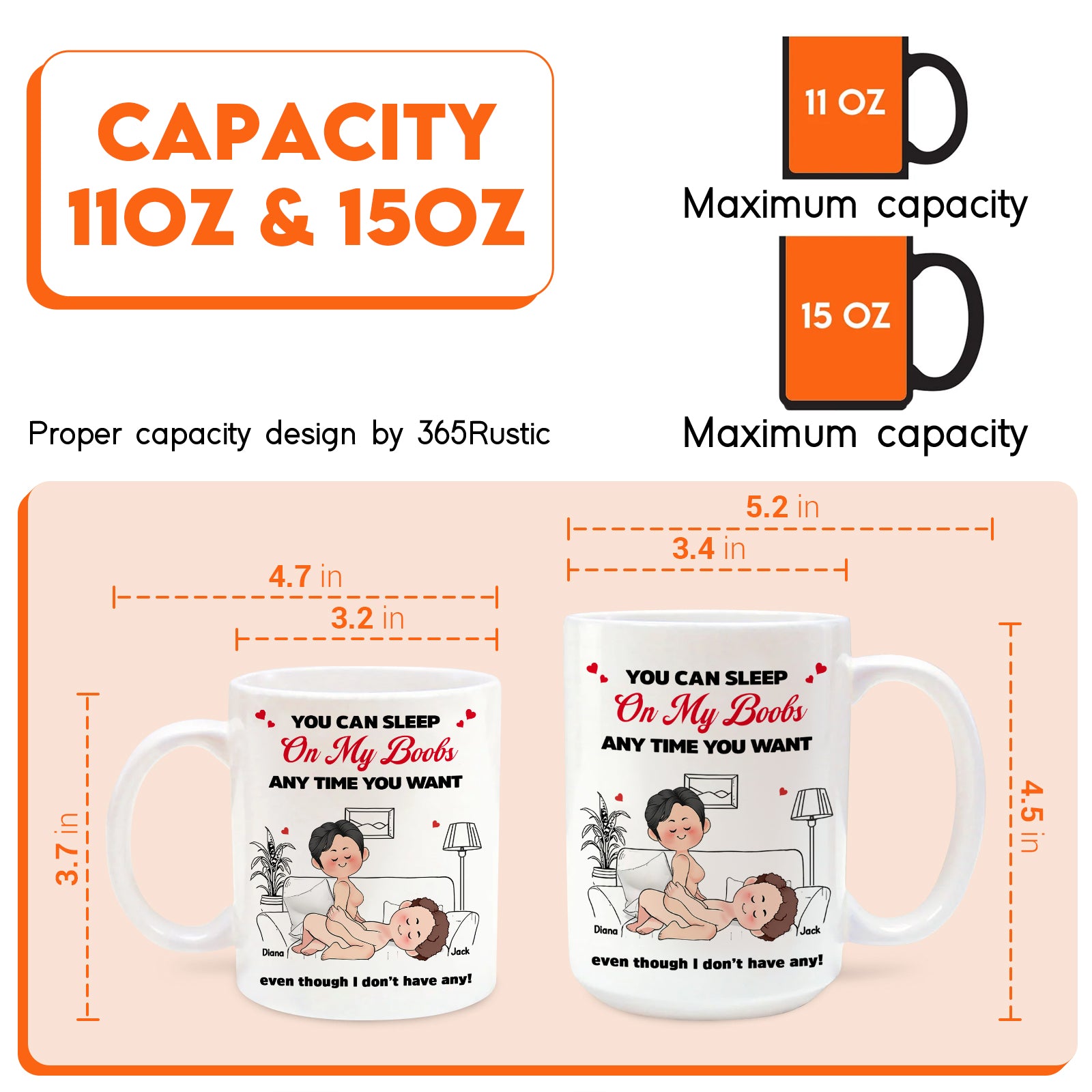 Custom funny mugs for couples featuring a playful design about sleeping on each other's laps