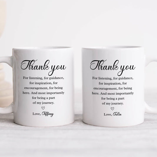 Personalized Thank You Mugs with Heartfelt Messages, a custom gift for friends