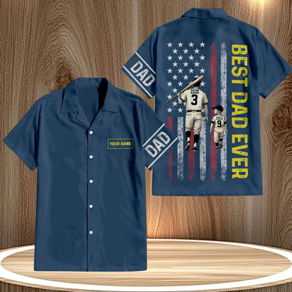 365Gifty custom Hawaiian shirt for dads with Best Dad Ever and baseball father and son design