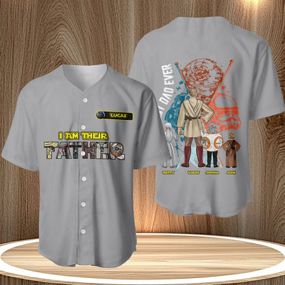 Gray custom I Am Your Father shirt with Star Wars inspired characters and personalized name Lucas