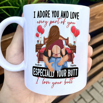 365Gifty custom I love your butt mug with romantic design and personalized names Andrew and Sophia