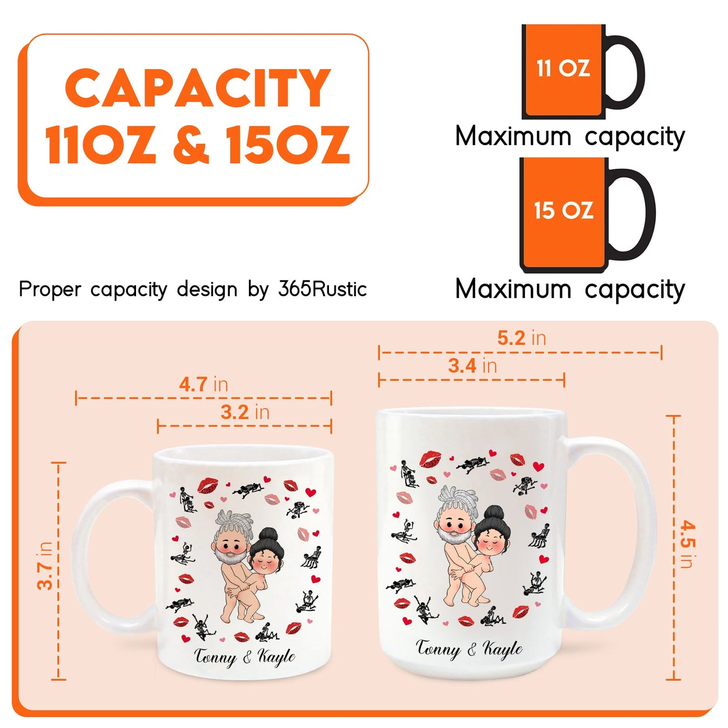 Custom married gift mug featuring a cute couple design by 365Gifty, available in 11oz and 15oz sizes
