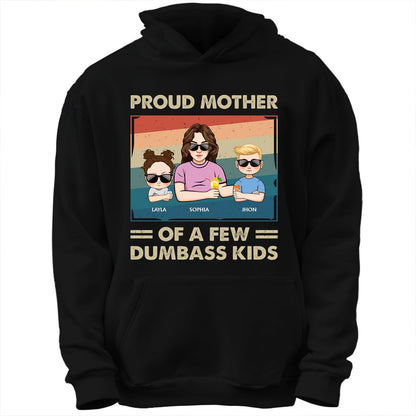 365Gifty black hoodie custom mother gift shirt with proud mother cartoon and kids names