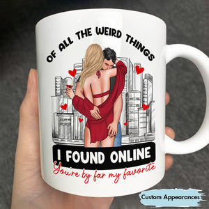 365Gifty of all the weird things mug featuring romantic couple illustration and love message
