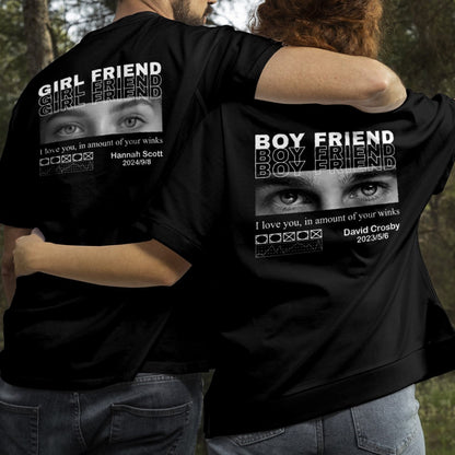 Couple wearing 365Gifty custom only you shirt with personalized boyfriend and girlfriend designs