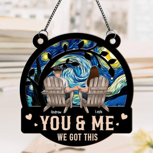 365Gifty personalized couple suncatcher ornament featuring a couple holding hands with starry night background
