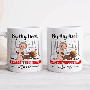 Custom romantic gift for couples: cute mugs with playful artwork and personalized names for special moments