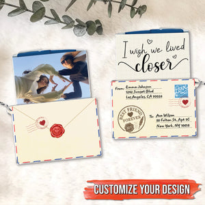 Slider Card Keychain For Bestie featuring customizable photo and heartfelt message design