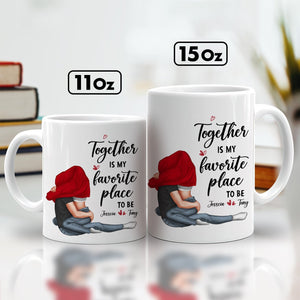 Custom together mug for couples featuring cute illustration and heartfelt message