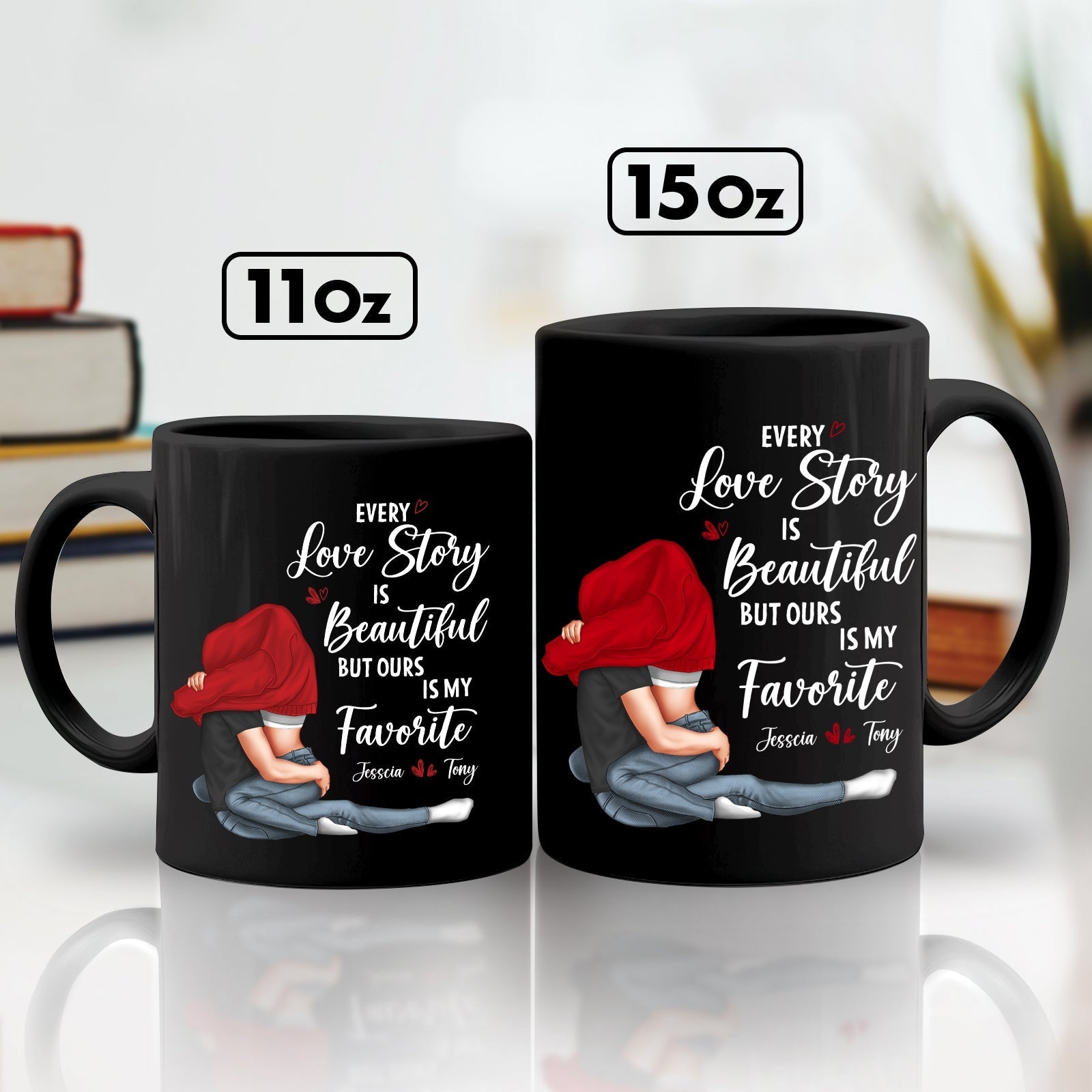 Custom together mug for couples featuring a loving design and heartfelt quote in black