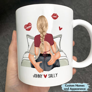 Personalized you're always sexy mug with couple illustration and custom names Johny and Sally