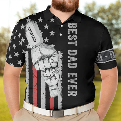365Gifty personalized dad polo shirt with best dad ever design and custom names Stephen and Noah