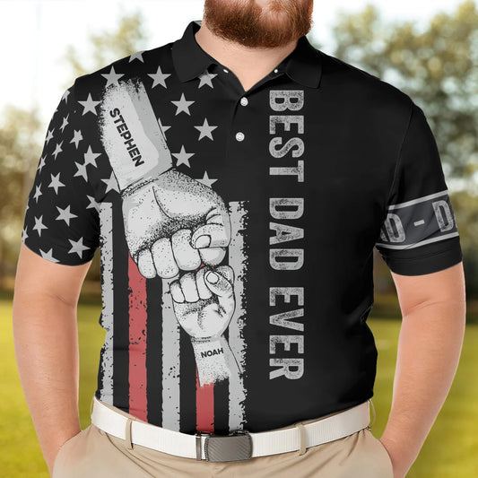 365Gifty personalized dad polo shirt with best dad ever design and custom names Stephen and Noah