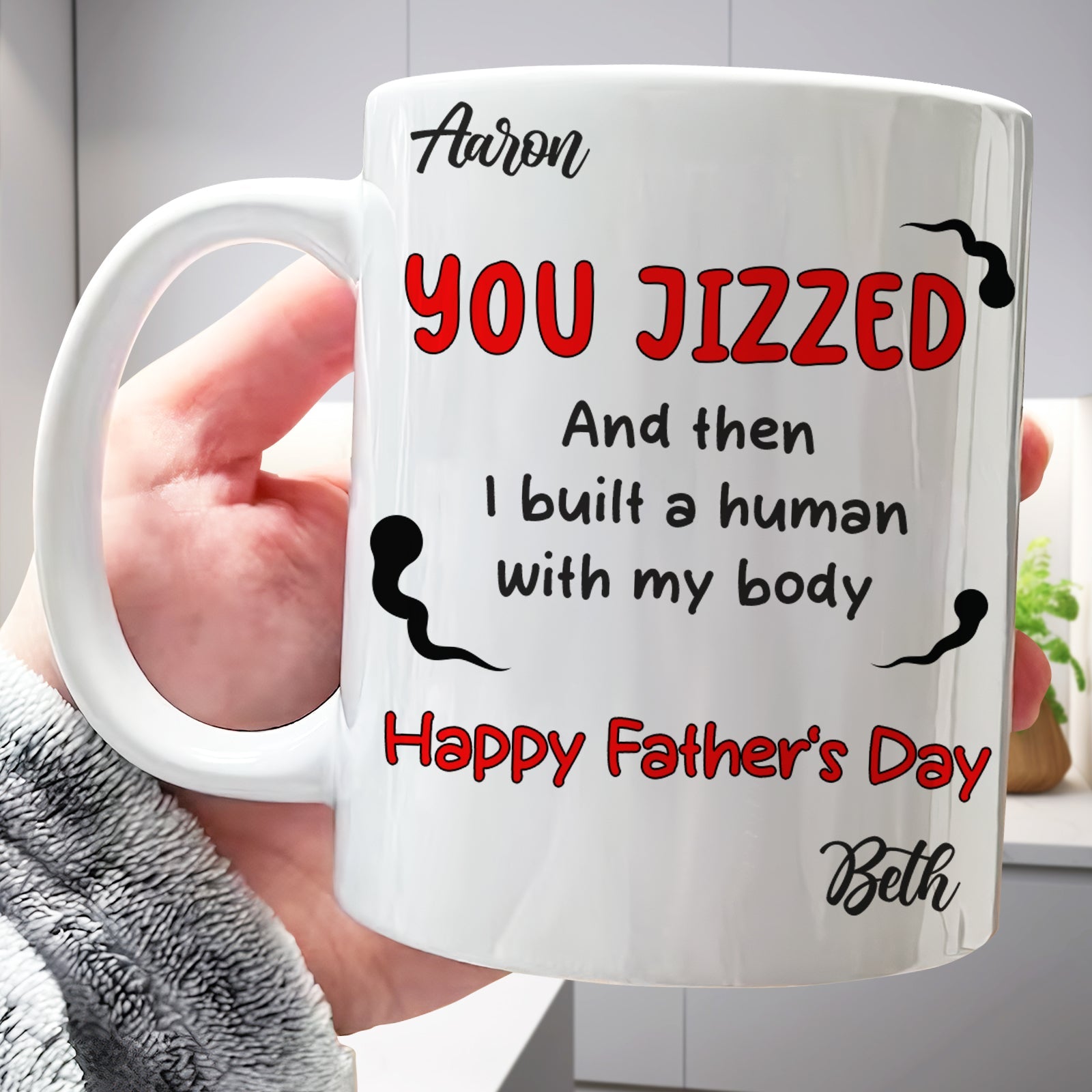 365Gifty you jizzed mug gift for dad white ceramic Fathers Day mug with humorous sperm design