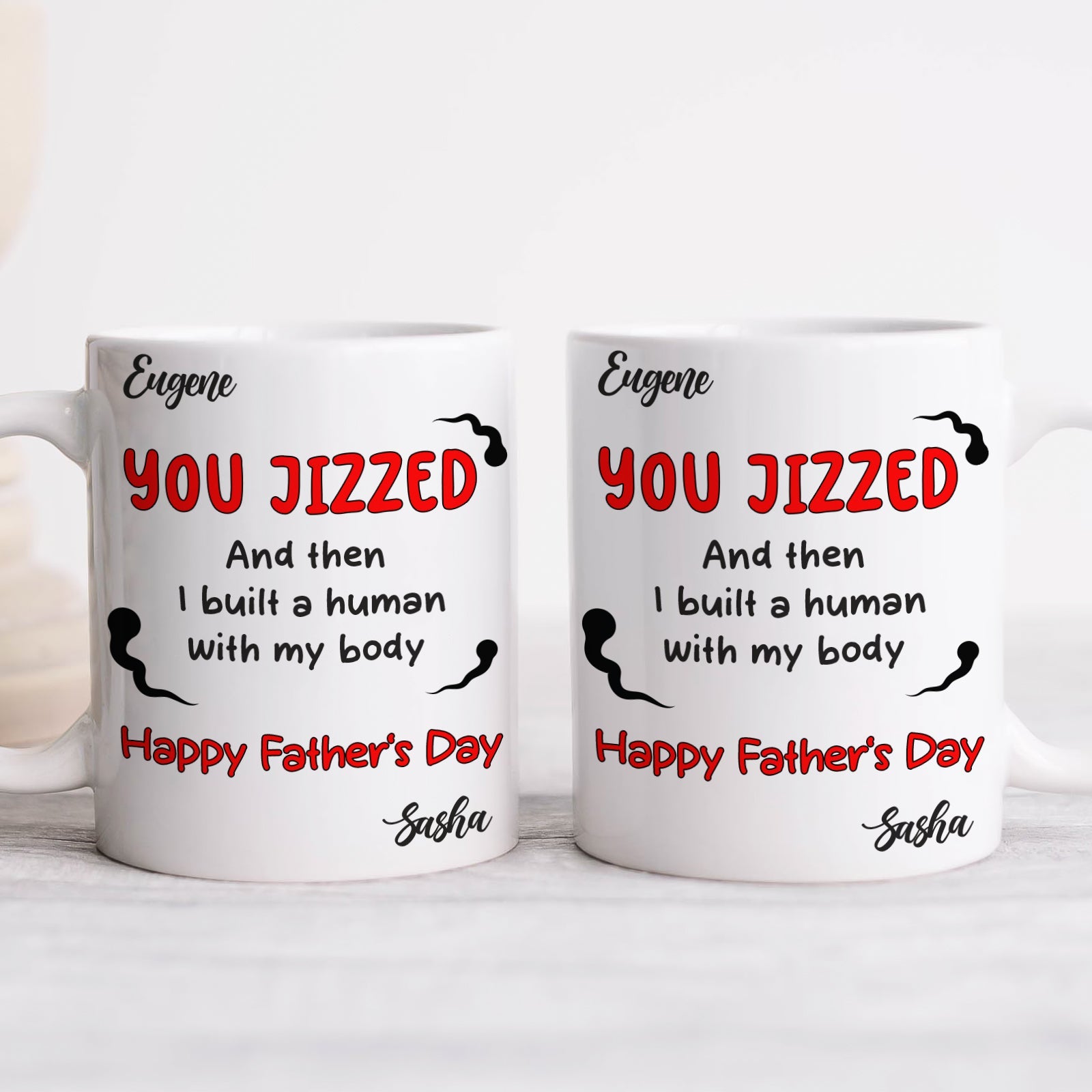 365Gifty personalized you jizzed mug gift for dad white ceramic Fathers Day mug set with cheeky sperm icons
