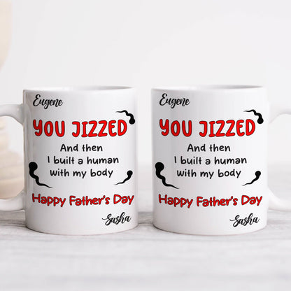 365Gifty personalized you jizzed mug gift for dad white ceramic Fathers Day mug set with cheeky sperm icons