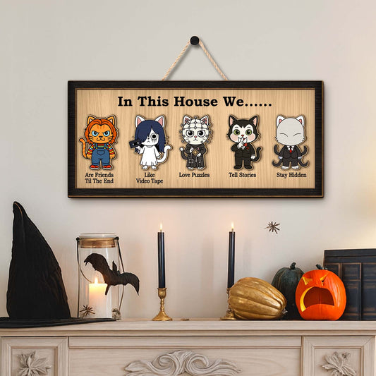 personalized Halloween wooden sign pet memorial ornament reading I will meet you at the Rainbow Bridge paw shaped wooden hanging