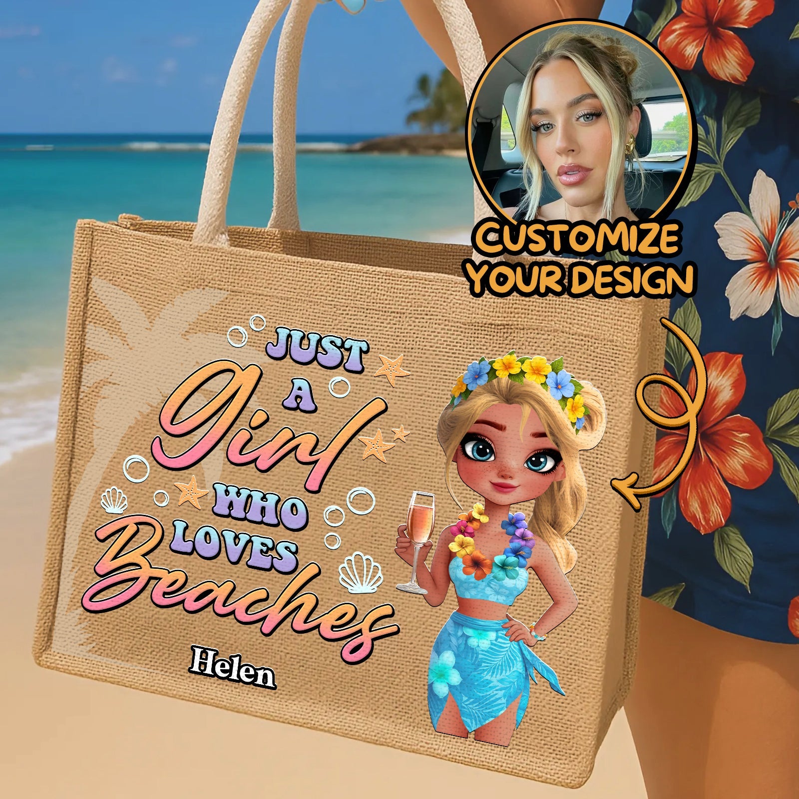 Just A Girl Who Loves Beaches - Personalized Beach Bag