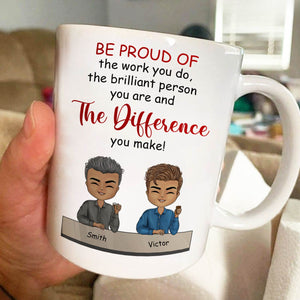 365Gifty personalized best friend mug with cartoon avatars named Smith and Victor and inspirational message