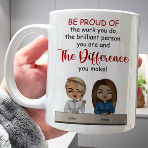 365Gifty personalized best friend mug white ceramic with motivational quote and two cartoon avatars Luna and Anna