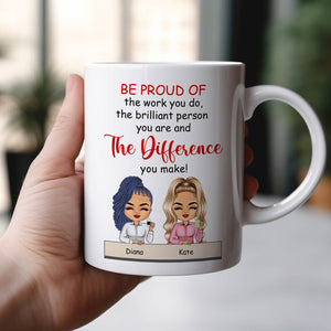 365Gifty personalized best friend mug white ceramic with inspirational quote and two female avatars labeled Diana and Kate