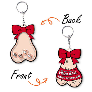 Funny custom dad gift keychain featuring a humorous double-sided design for Father's Day