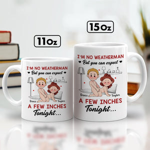 Funny romantic mug for couples featuring playful cartoon characters with humorous text