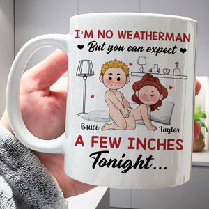 Funny romantic mug for couples with playful couple illustration and humorous text for intimate moments