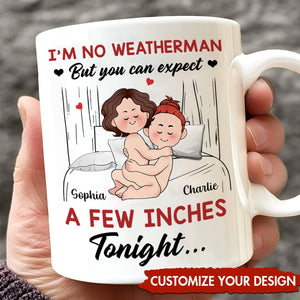 Funny romantic mug for couples featuring a custom design with playful text and cute illustrations
