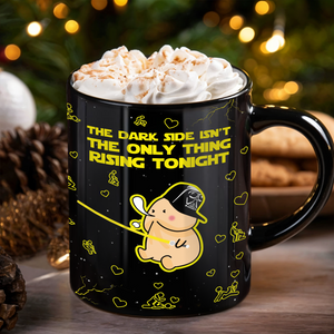 365Gifty black ceramic the dark side mug for anniversary with yellow space print cute chubby character wearing helmet