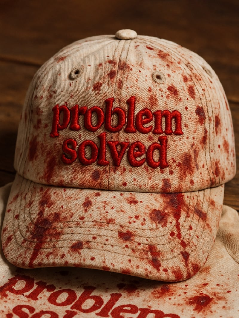 365Gifty Halloween bloody hat with red problem solved embroidery and blood splatter design