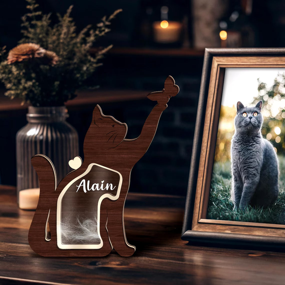 Pet Lover - Wooden Pet Fur Keepsake Pet Loss - Personalized Memorial Box