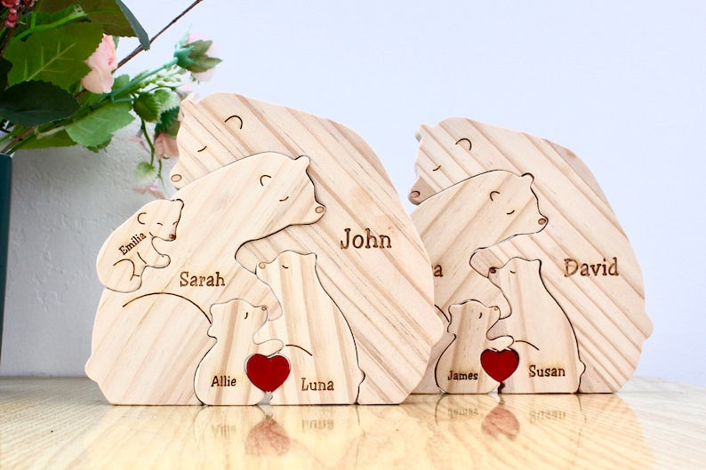 Family - Wooden Bears - Personalized Wooden Puzzle
