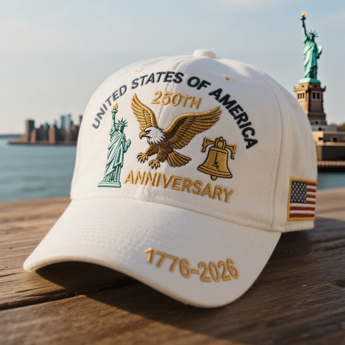 U.S. 250th Anniversary White Hat - Eagle & Liberty