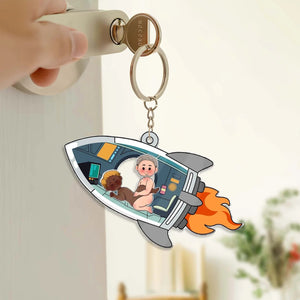 Couple - Love Rocket Adventure - Personalized Shaking Keychain