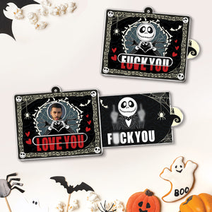 365Gifty Jack Skeleton slider card with spooky Halloween design featuring hearts and bats