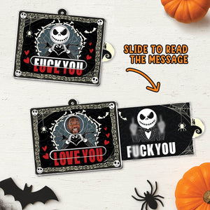 Jack Skeleton slider card showing a hidden message with Halloween-themed design and slide to read feature