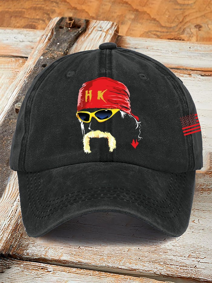 365Gifty black Legends Cap featuring a red bandana and yellow sunglasses design on the front