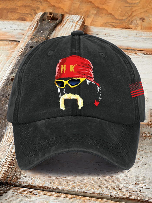 365Gifty black Legends Cap featuring a red bandana and yellow sunglasses design on the front