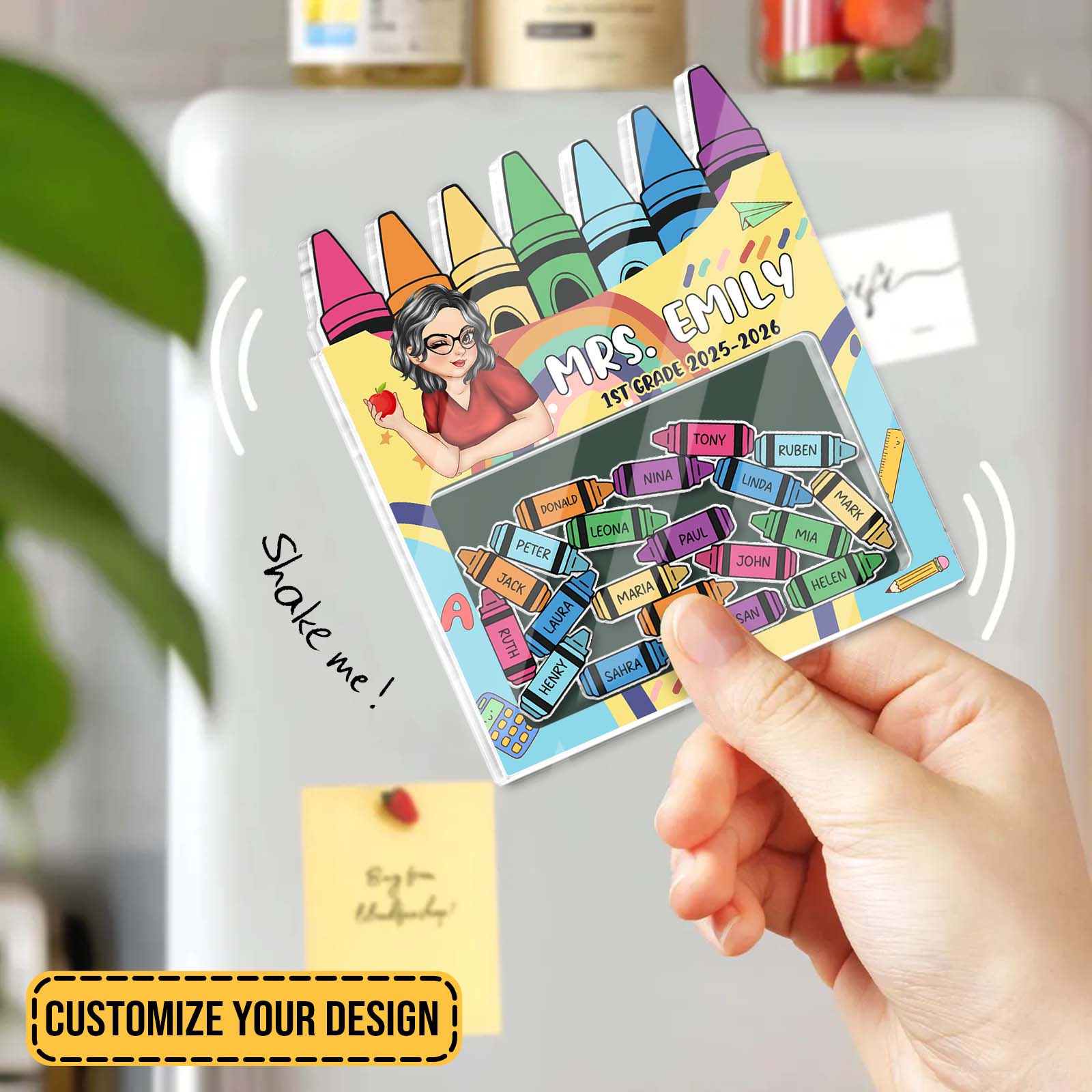 Magnet Shaking For Teacher personalized teacher magnet with colorful crayons and student name tags
