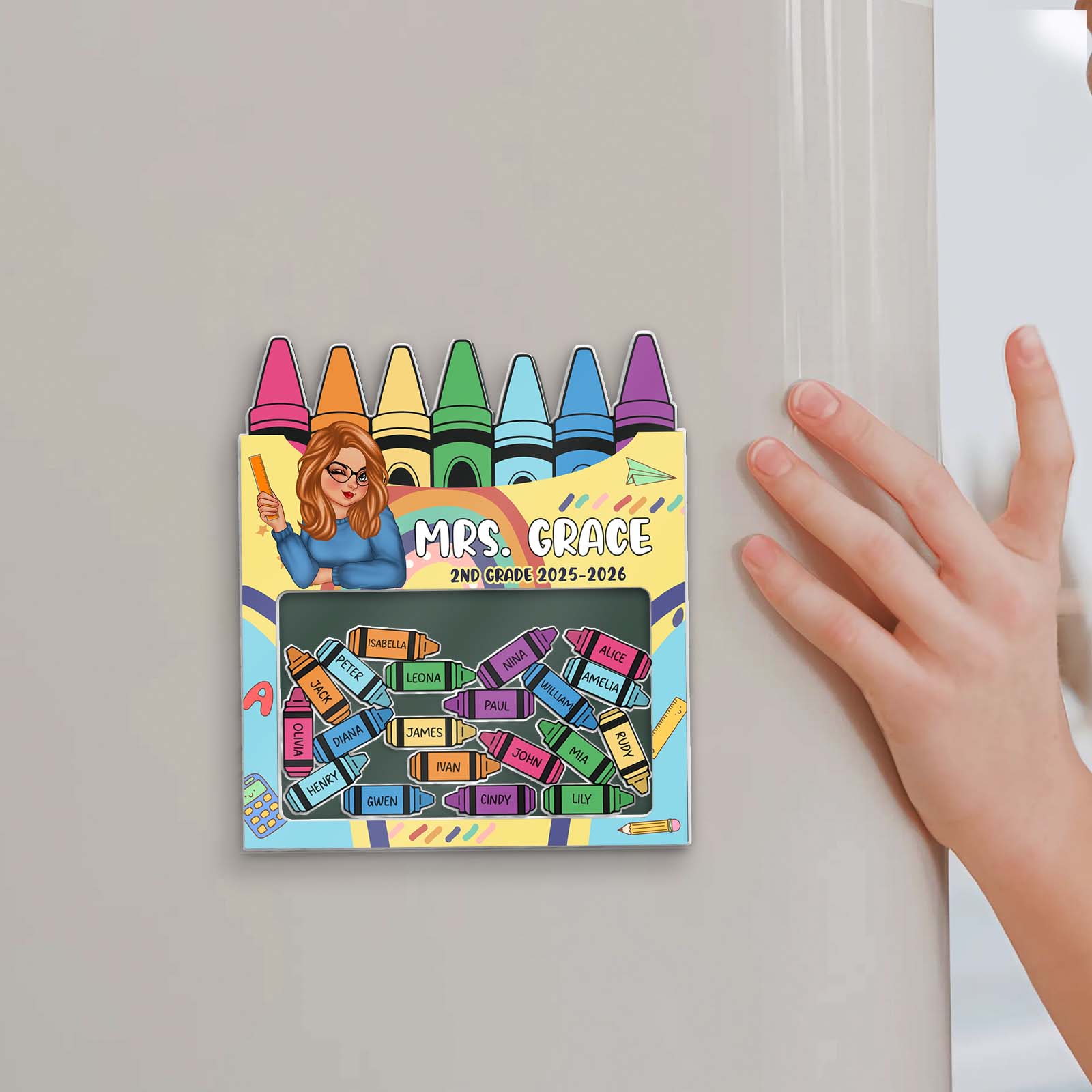 Magnet Shaking For Teacher personalized crayons box magnet with student name tags for classroom decoration