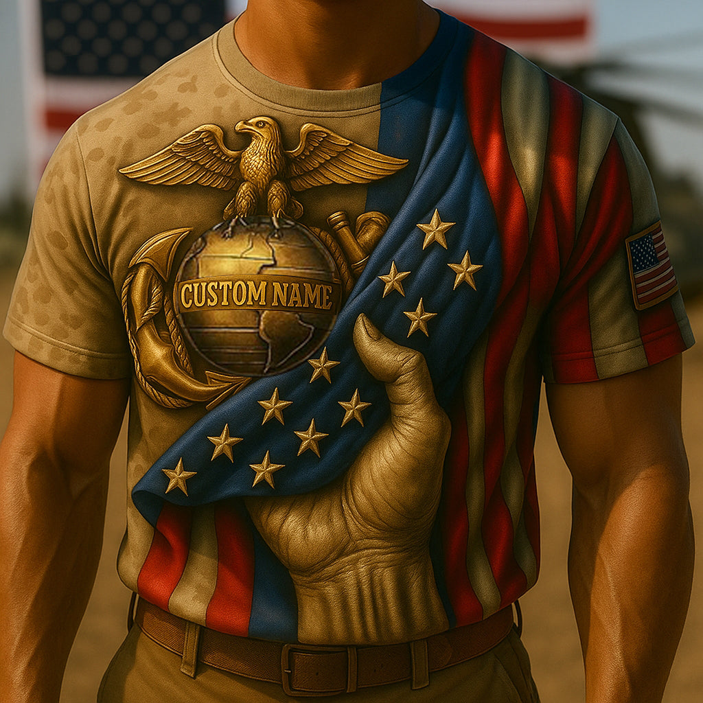 365Gifty Marine Corps commemorative t-shirt with eagle globe and anchor emblem and American flag design