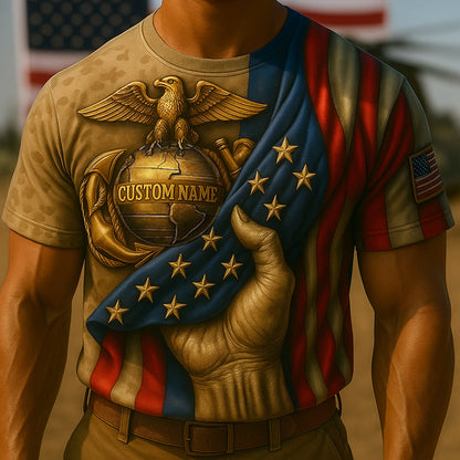365Gifty Marine Corps commemorative t-shirt with eagle globe and anchor emblem and American flag design