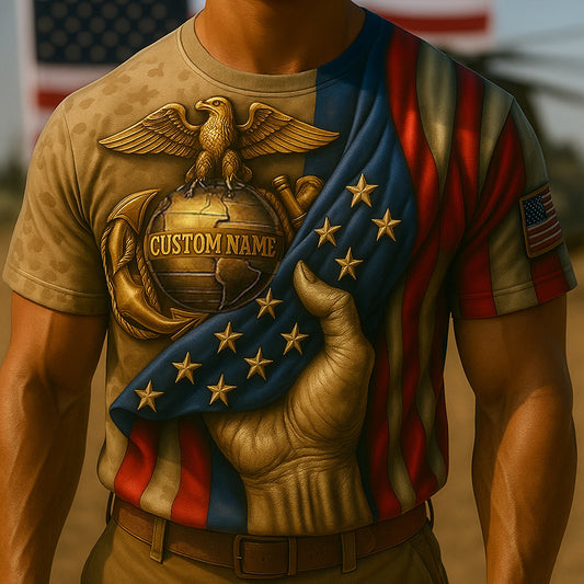 365Gifty Marine Corps commemorative t-shirt with eagle globe and anchor emblem and American flag design