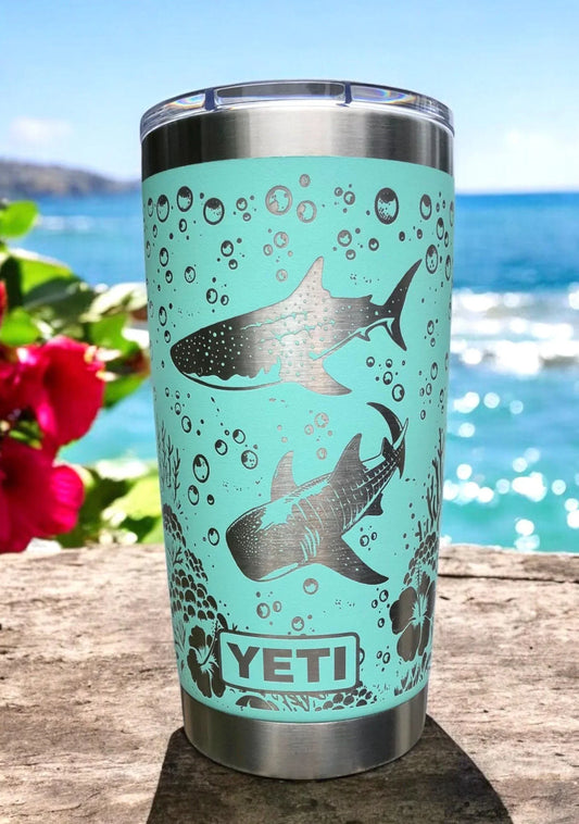 Gift For Her - Whale Shark  Laser Engraved YETI - Personalized Stainless Steel Tumbler