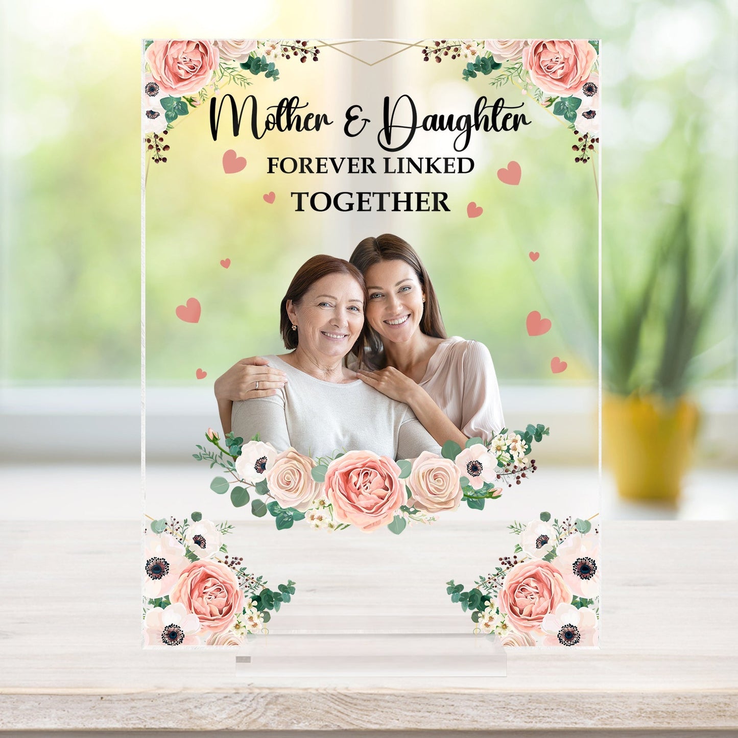 Mother - Mother And Daughter Forever Linked Together - Personalized Acrylic Plaque