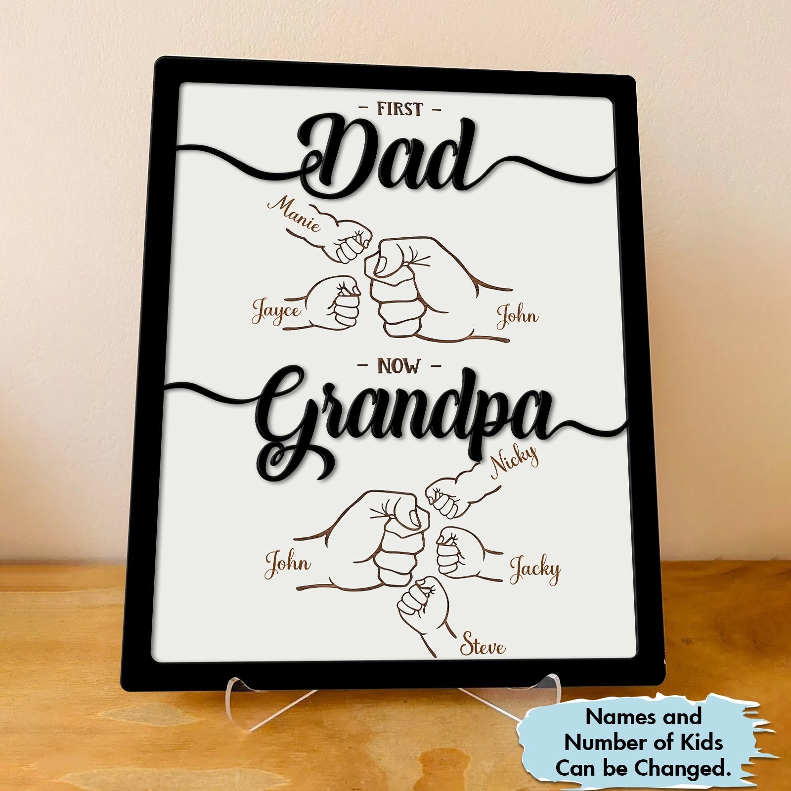 Father - First Dad, Now Grandpa - Personalized Wooden Sign